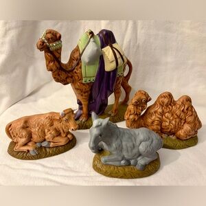 Atlantic Mold Nativity Camel Donkey Ox Replacement Hand Painted Signed 1972 LOT